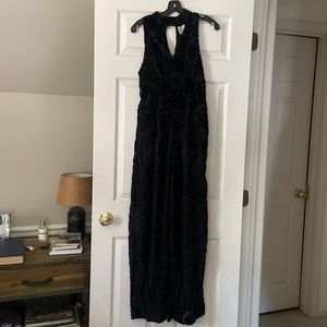 Anthropologie Wide Leg Velvet Jumpsuit